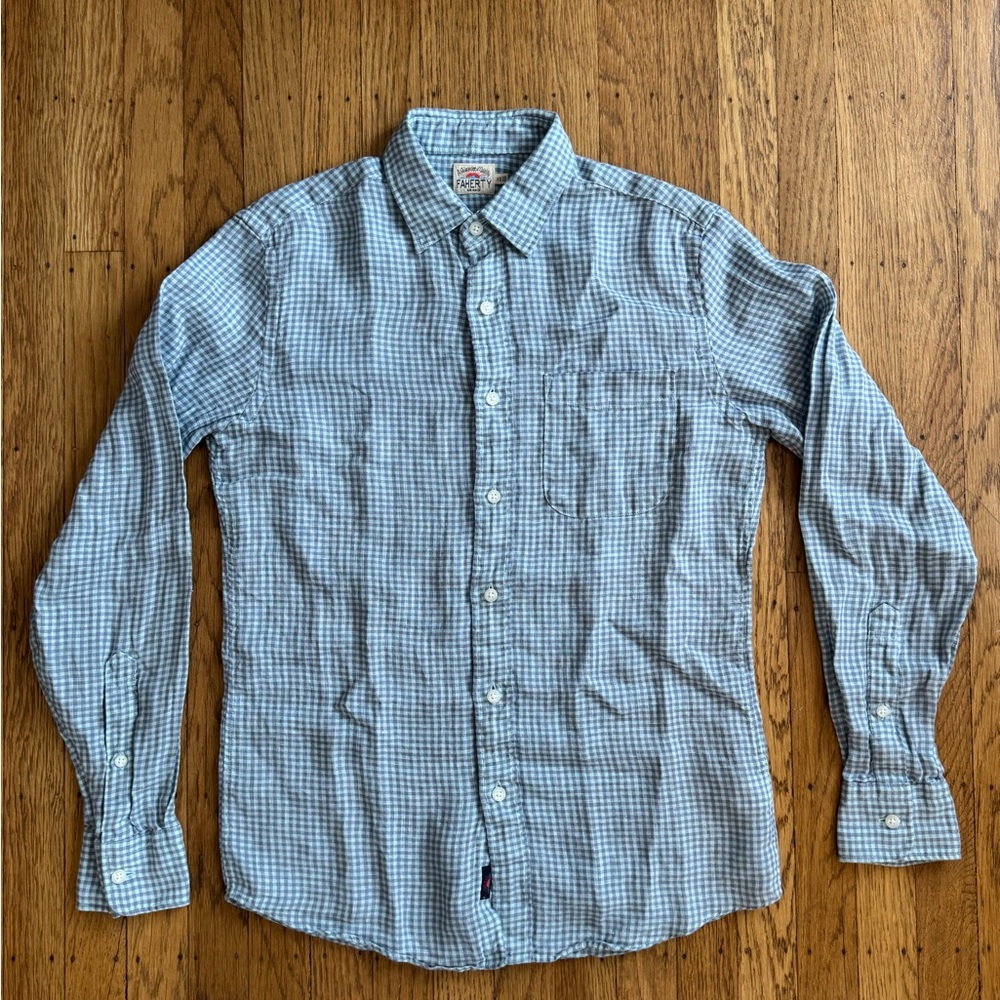Faherty Blue Checkered Casual Shirt